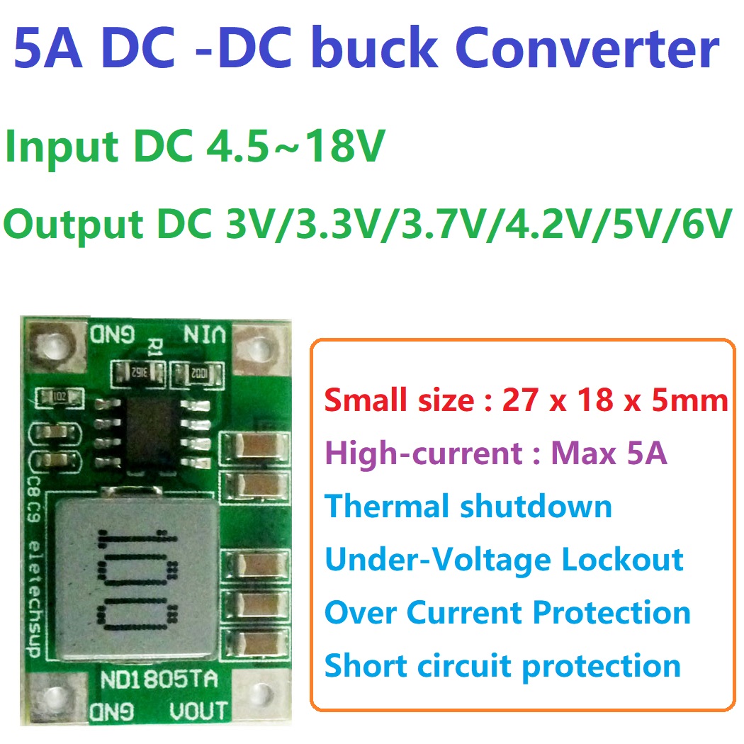 Raspberry Pi 4 - 5A 벅(Buck) DC-DC 변환 모듈, 입력