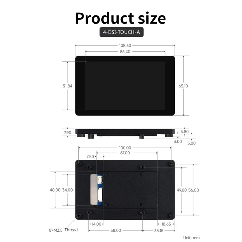 A33T-DSI 디스플레이, 4인치 LCD 정전식 터치 - Raspberry Pi 4 리뷰 및 가격