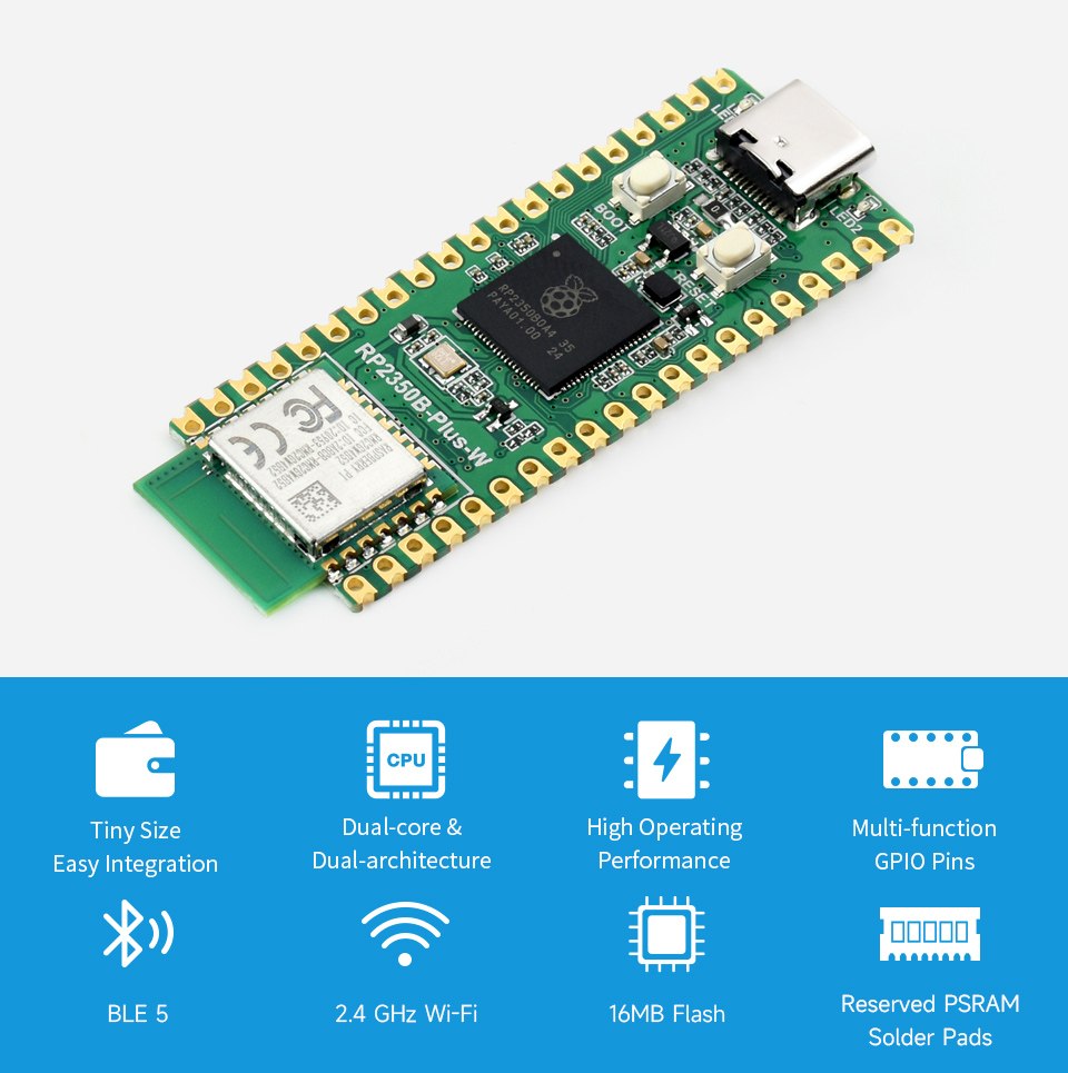 RP2350B Plus W 개발 보드, 라즈베리 파이  - Raspberry Pi Kit 리뷰 및 가격